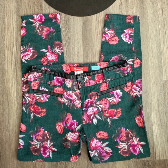 Cartonnier Green Floral Charlie Ankle Pants Size 2 - Picture 2 of 7